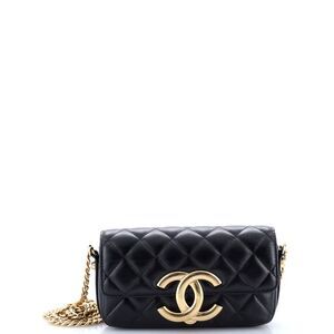 Chanel Giant CC Flap Baguette Bag Quilted Lambskin Black